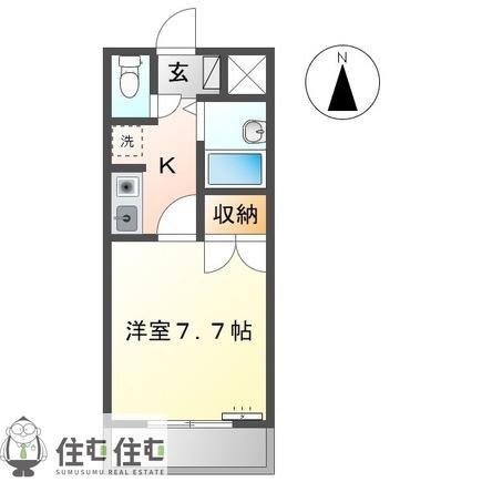 サンハイツTSUKIMI(1K/3階)の間取り写真
