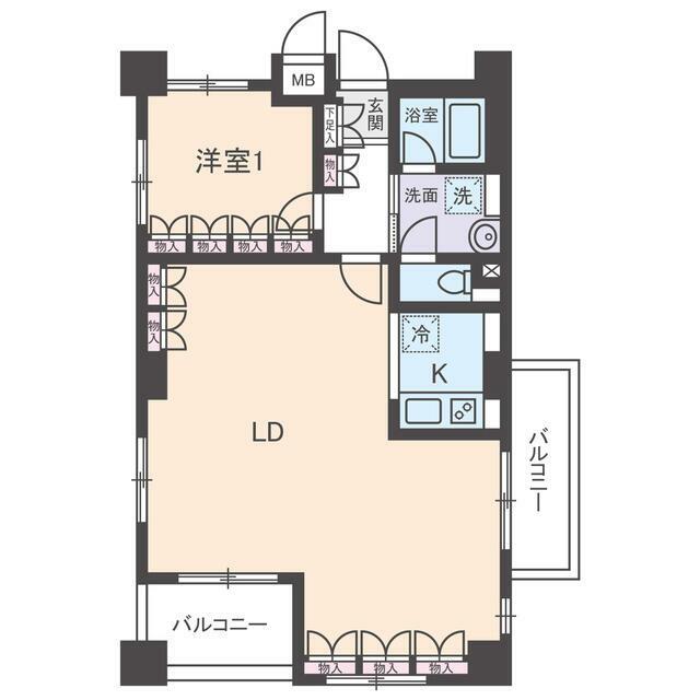 サングランパ(1LDK/3階)の間取り写真