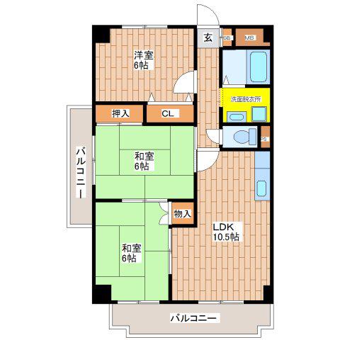 メゾン都(3LDK/2階)の間取り写真