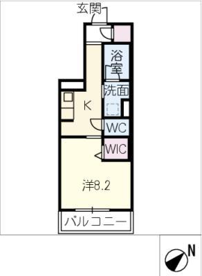 岡崎市上和田町シャーメゾンA棟(1K/2階)の間取り写真