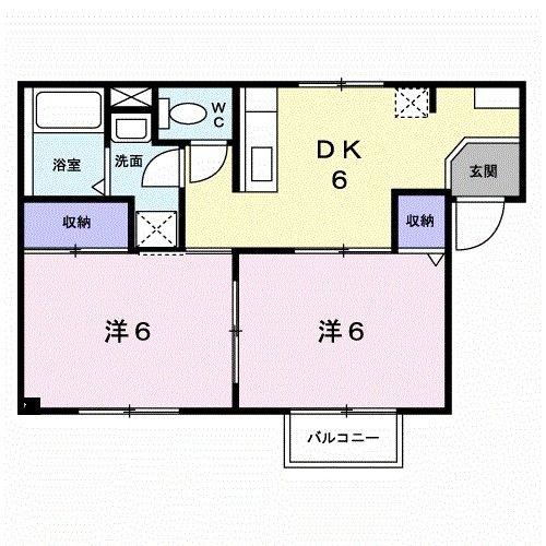 エリアール(2DK/2階)の間取り写真