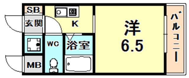 グランツ夙川(1K/2階)の間取り写真