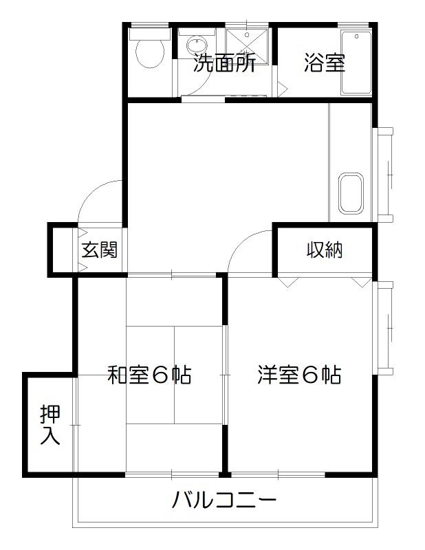 エスケイハイム(2DK/2階)の間取り写真