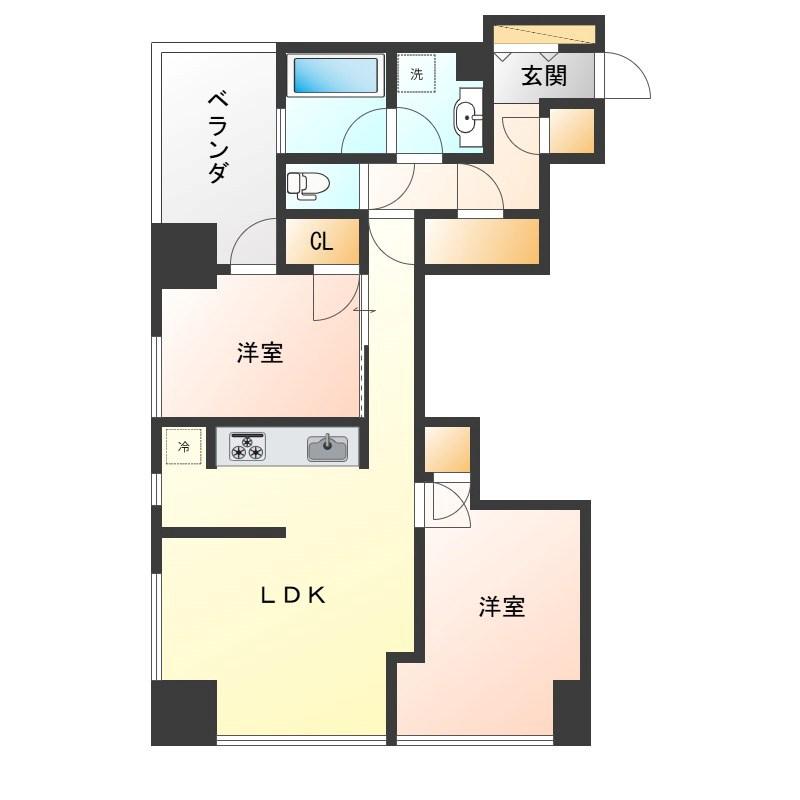 シティータワー宇都宮(2LDK/3階)の間取り写真