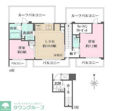 パークハウス桜台(2LDK/5階)の間取り写真