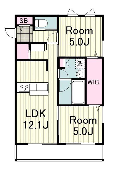 LAULE A B(2LDK/1階)の間取り写真
