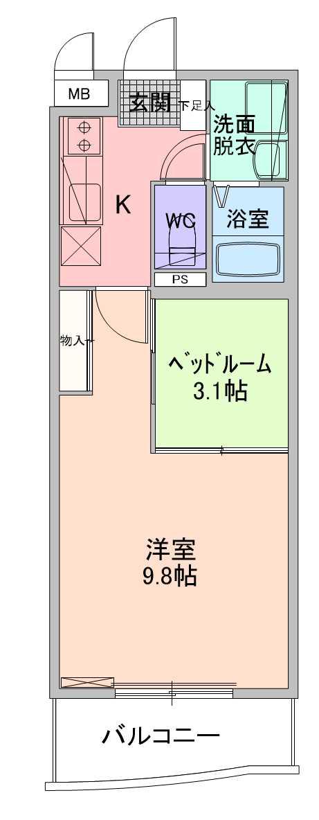 ウッドソレル(1SK/1階)の間取り写真
