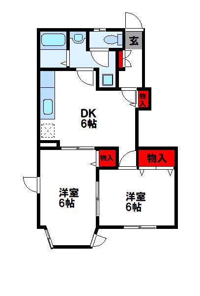 アンフィニK(2LDK/1階)の間取り写真
