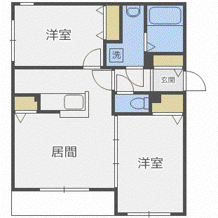 アンシャンテ麻生(2LDK/2階)の間取り写真