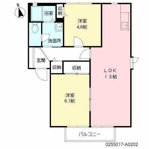 プラスパ高畑A(2LDK/2階)の間取り写真