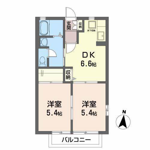 カーサ東勝山(2DK/2階)の間取り写真