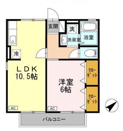グリーンエクセル(1LDK/2階)の間取り写真