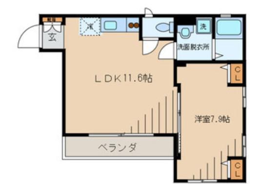 M・Nマンション(1LDK/4階)の間取り写真