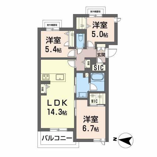 シャーメゾン ソレイユ・ロイヤル(3LDK/2階)の間取り写真