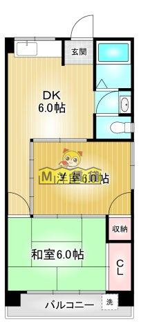 早瀬ビル(2DK/5階)の間取り写真