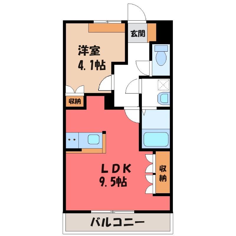 キャトルセゾン(1LDK/2階)の間取り写真