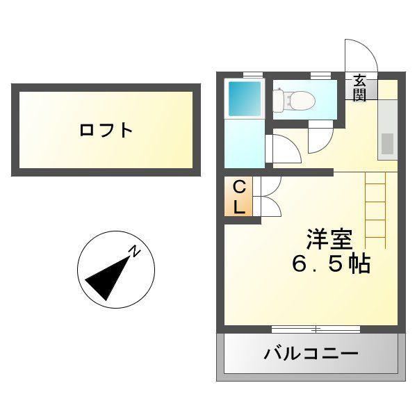 プランドゥ五条A(ワンルーム/2階)の間取り写真