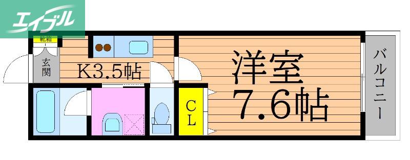 アコヤシェル津高(1K/1階)の間取り写真