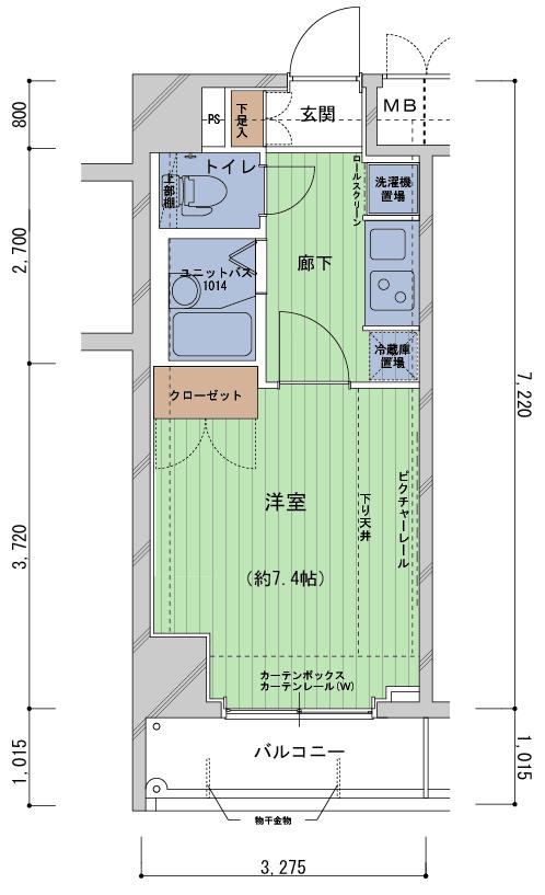 メインステージ神田駅前(1K/8階)の間取り写真