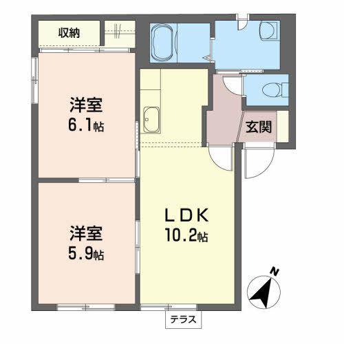 メゾン・グランディアC(2LDK/1階)の間取り写真