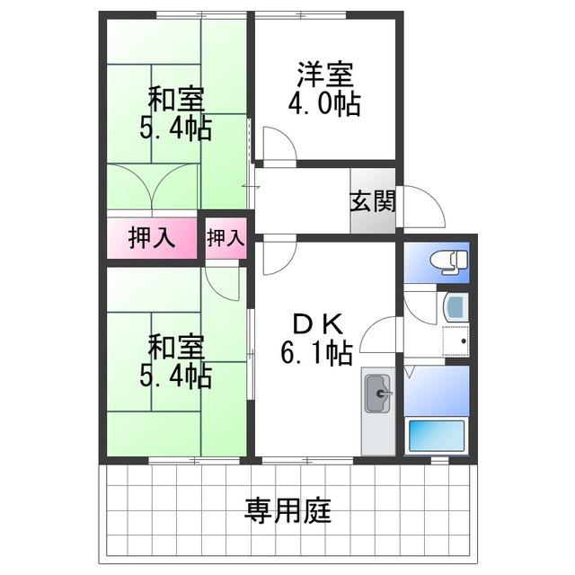 ルミエール(3DK/1階)の間取り写真