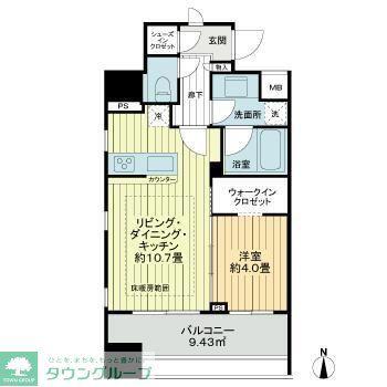 シティインデックス秋葉原(1LDK/9階)の間取り写真