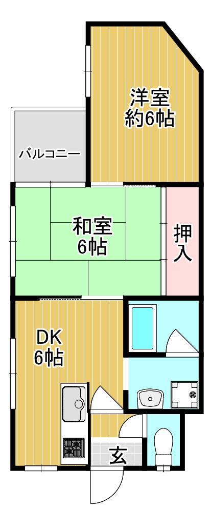 ネオハイム山本(2DK/4階)の間取り写真