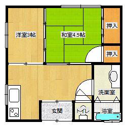 コーポ福富(2DK/2階)の間取り写真