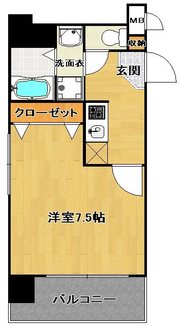 ラフィネス薬院ウエストタワー(1K/8階)の間取り写真