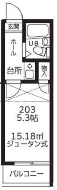 パレス等々力弐番館(1K/2階)の間取り写真