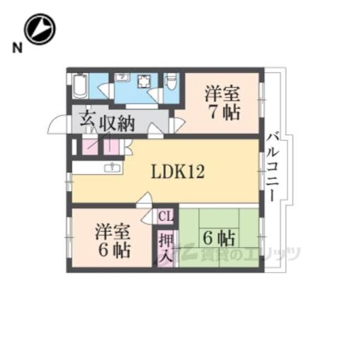清川参番館(3LDK/5階)の間取り写真