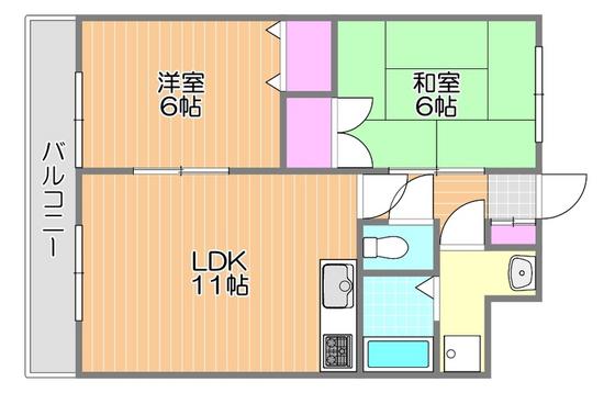サンシャイン上道(2LDK/4階)の間取り写真
