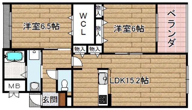 メゾピアノ上牧(2LDK/3階)の間取り写真