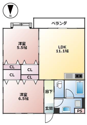PUREHEARTS(2LDK/7階)の間取り写真