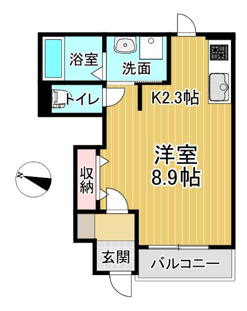 アイクオーレ(ワンルーム/1階)の間取り写真
