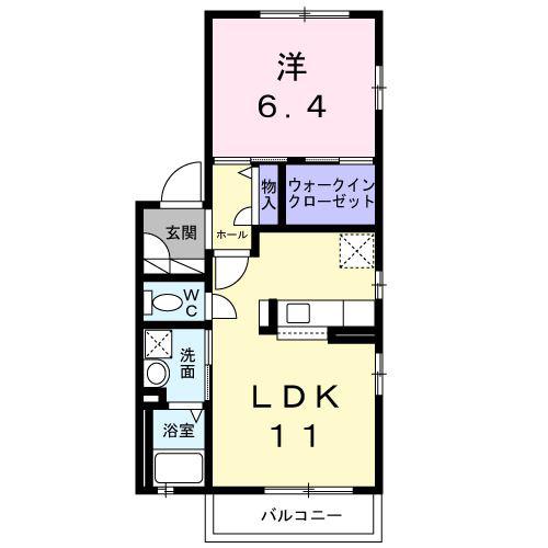 サニーフラットB棟(1LDK/2階)の間取り写真