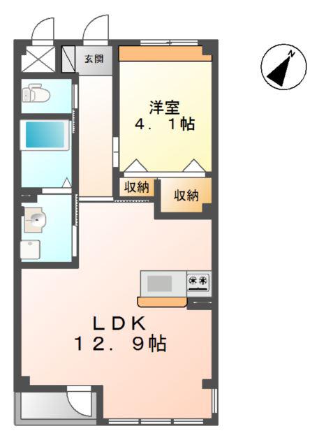 ルミナスパークサイド(1LDK/2階)の間取り写真