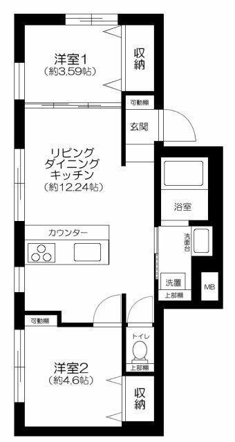 新宿早稲田レーベル(2LDK/5階)の間取り写真