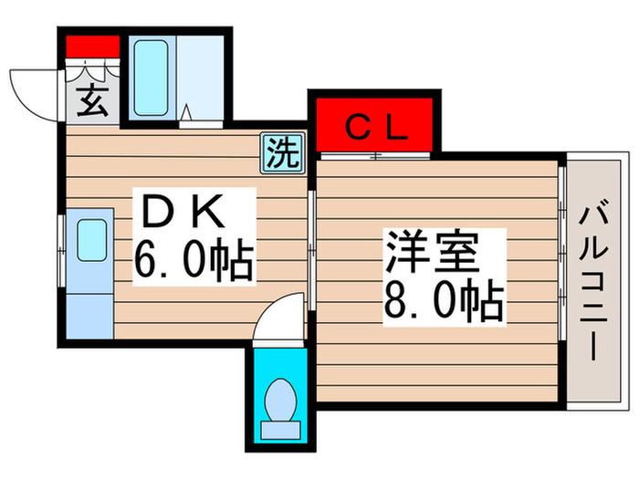 コーポアキザワ 北初富(1DK/1階)の間取り写真