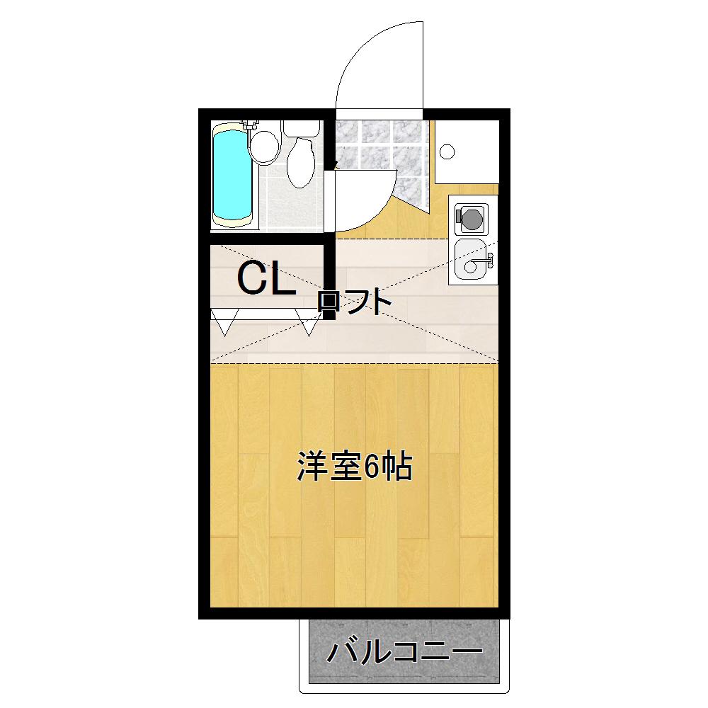 メゾンルシール(ワンルーム/2階)の間取り写真