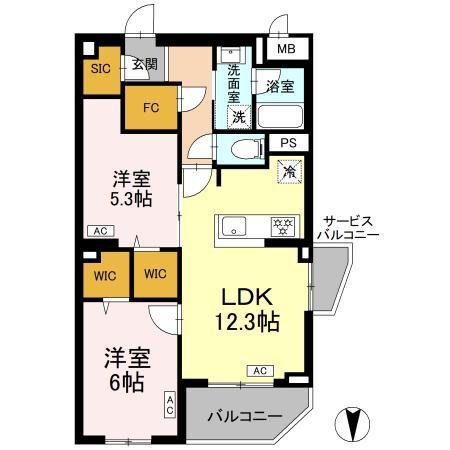 ロイジェント上板橋(2LDK/1階)の間取り写真