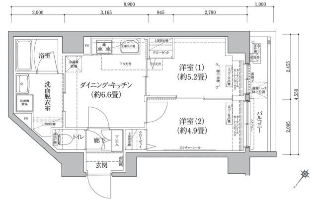 アイル グランデ押上ノース(2DK/1階)の間取り写真