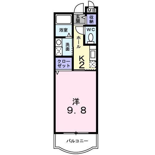 マンションあかやま(1K/1階)の間取り写真