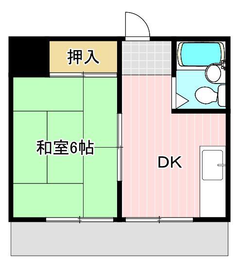 西部第3ハイツ(1DK/1階)の間取り写真