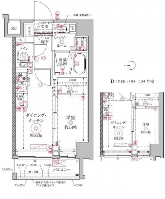 クレイシアアイズ祐天寺(1DK/8階)の間取り写真