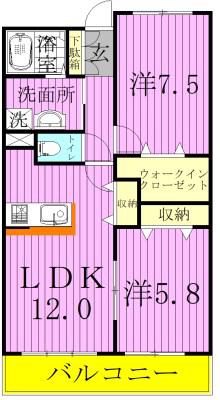 ハイエストクレディア(2LDK/4階)の間取り写真