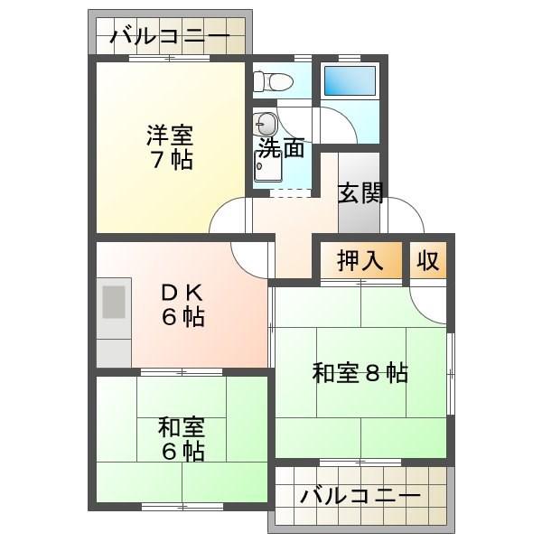 マンション昴B(3DK/1階)の間取り写真