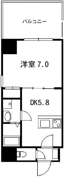 ロゼットⅢ(1DK/2階)の間取り写真