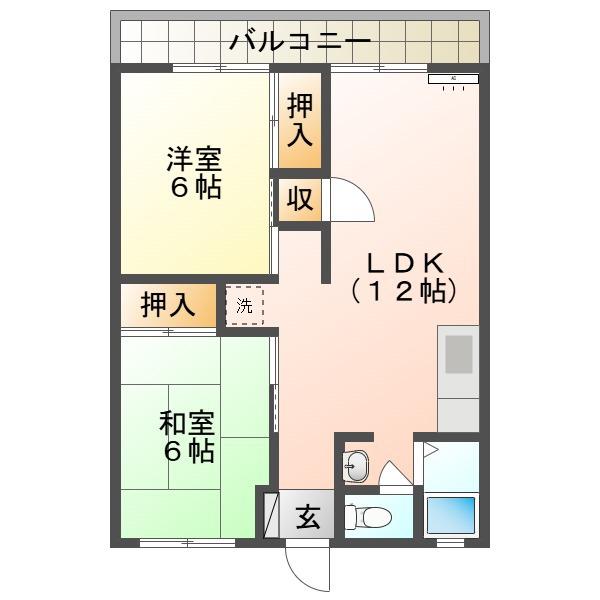 上小島ハイツ(2LDK/2階)の間取り写真