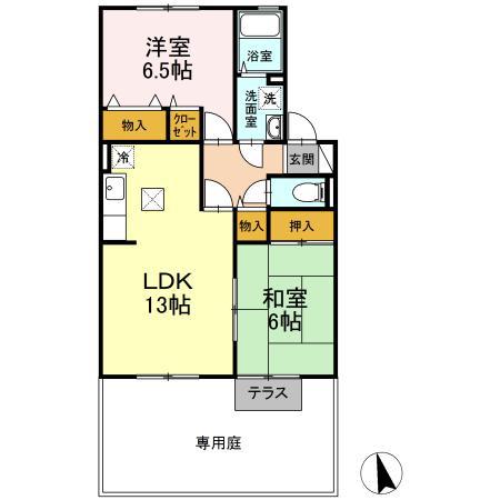 ラ・マーシャ(2LDK/1階)の間取り写真